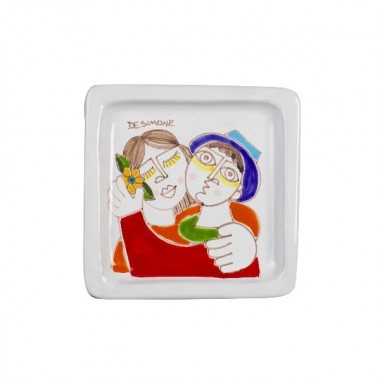 Piatto Ceramica siciiana Quadrato fidanzati PQFKE desimone Piatto Ceramica siciiana Quadrato fidanzati PQFKE desimone
